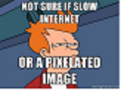 This meme is an image of a character from the animated TV series "Futurama" with a confused expression. The text "Not sure if slow internet or a pixelated image" is superimposed over the character's face, implying that the viewer is unsure whether the problem is with the internet connection or the image quality.